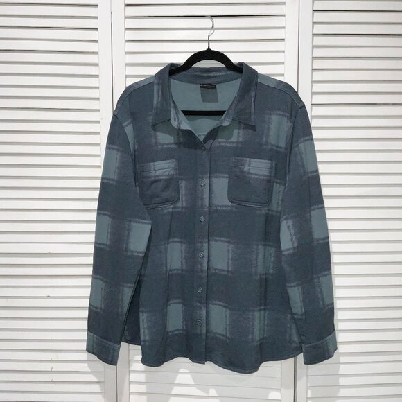 32 Degrees Heat Blue Plaid Cozy Knit Button-Up Shirt Size XXL - Picture 1 of 3
